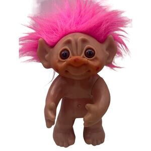 Vintage 1977 Thomas DAM Troll Doll 70’s 9” Figure PINK Hair Retro Denmark Toy